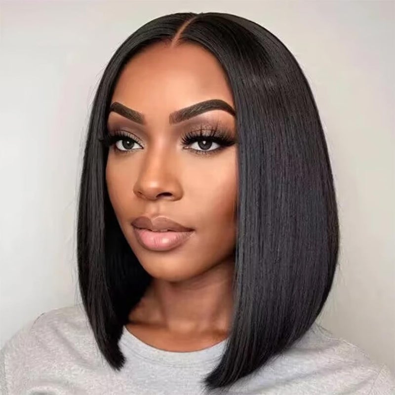 ISEE Hair M Cap 9x6 Bob Wig Human Hair Glueless Wigs Pre Plucked Pre Cut HD Lace Front Glueless Wigs Human Hair 180 Density Short Straight Bob Wigs for Black Women 12 inch